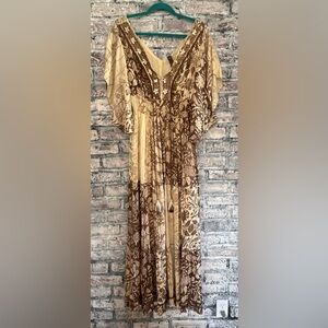 Anthropologie Me 2 Magic Bohemian Tiered Maxi Dress sequined & tassels NWOT